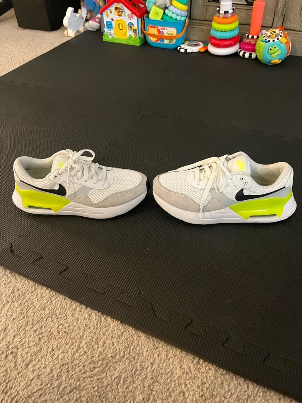Womens Nike Air Max air system white and Neon Yellow Sneakers
